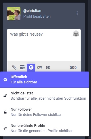 Sichtbarkeit einstellen