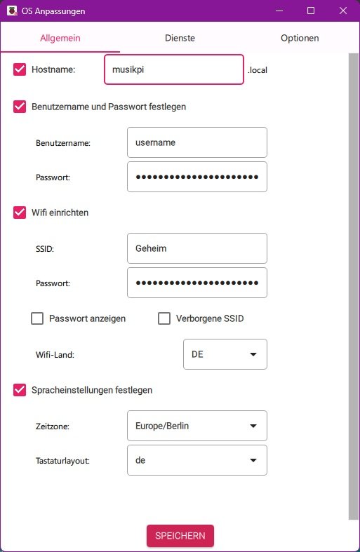 OS Anpassungen Allgemein