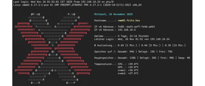 Ausgabe des Startscripts /welcome.sh Startscript